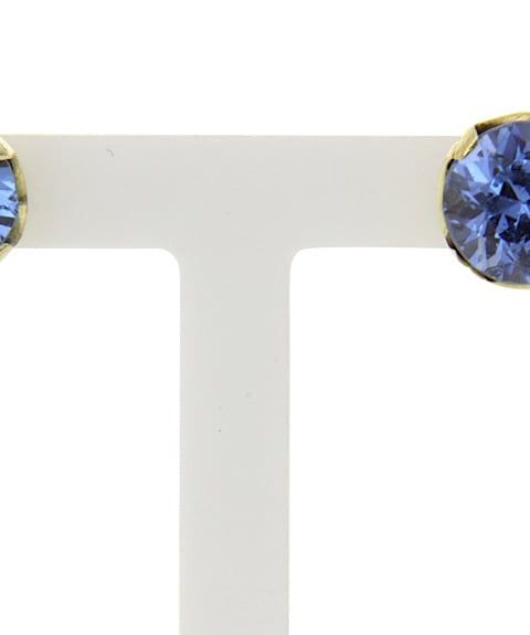 Vintage 14K Gold Stud Earrings with Synthetic Blue Spinel